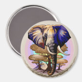 Afrikanisches Elephant Surreal Portrait Magnet (Vorderseite/Rückseite)