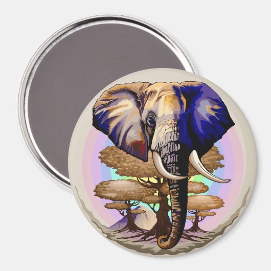 Afrikanisches Elephant Surreal Portrait Magnet (Vorderseite/Rückseite)