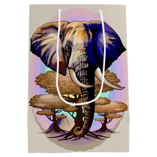 Afrikanisches Elephant Surreal Portrait Mittlere Geschenktüte (Rückseite)