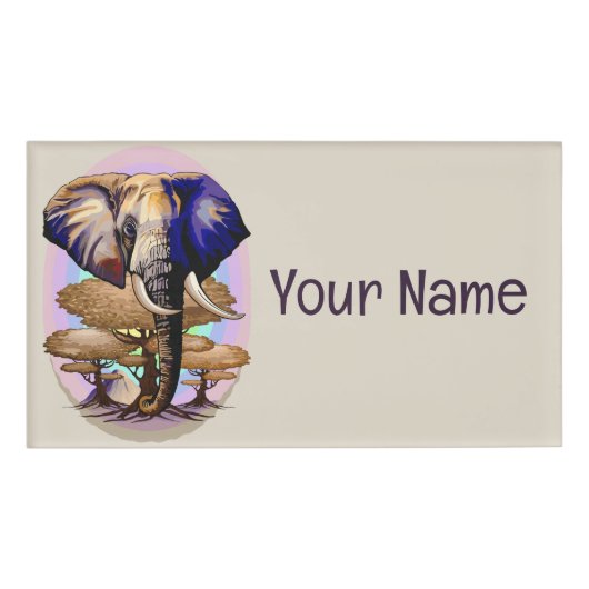 Afrikanisches Elephant Surreal Portrait Namenschild (Vorderseite)