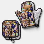 Afrikanisches Elephant Surreal Portrait Ofenhandschuh & Topflappen-Set (Vorderseite/Rückseite)