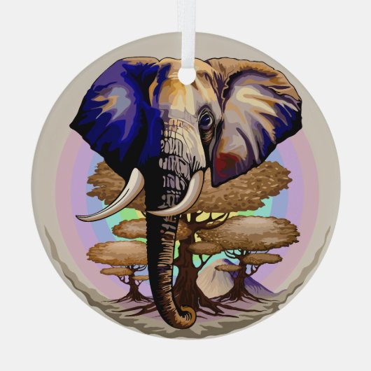 Afrikanisches Elephant Surreal Portrait Ornament Aus Glas (Rückseite)