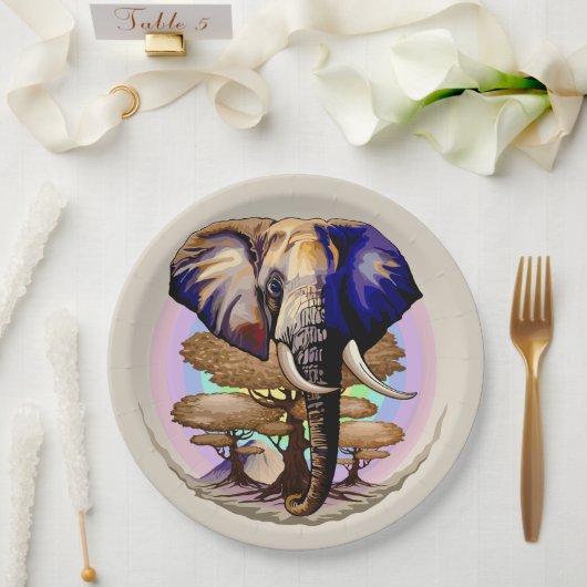 Afrikanisches Elephant Surreal Portrait Pappteller (Hochzeit)