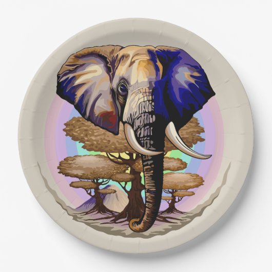 Afrikanisches Elephant Surreal Portrait Pappteller (Vorderseite)