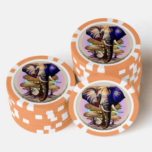 Afrikanisches Elephant Surreal Portrait Pokerchips (Stapel)