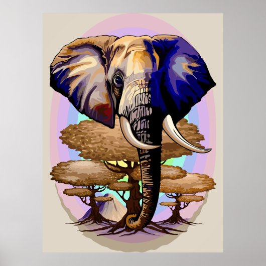 Afrikanisches Elephant Surreal Portrait Poster (Vorne)