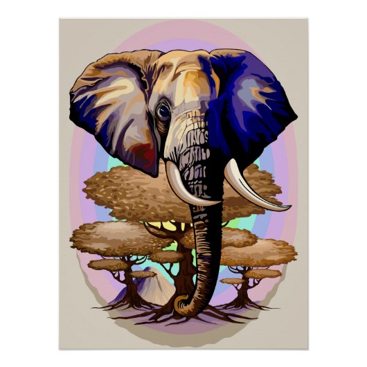 Afrikanisches Elephant Surreal Portrait Poster (Vorderseite)