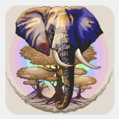 Afrikanisches Elephant Surreal Portrait Quadratischer Aufkleber (Vorderseite)