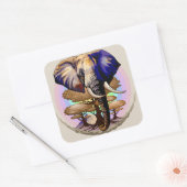 Afrikanisches Elephant Surreal Portrait Quadratischer Aufkleber (Umschlag)