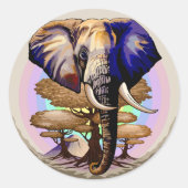 Afrikanisches Elephant Surreal Portrait Runder Aufkleber (Vorderseite)