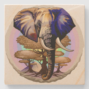 Afrikanisches Elephant Surreal Portrait Steinuntersetzer