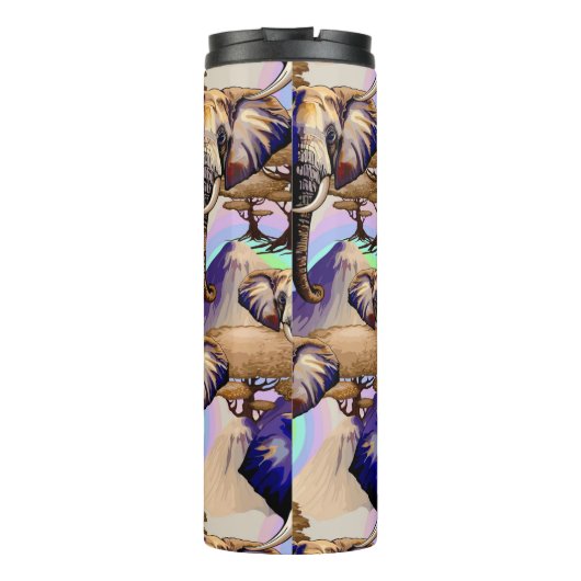 Afrikanisches Elephant Surreal Portrait Thermosbecher (Rückseite)