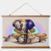 Afrikanisches Elephant Surreal Portrait Wandteppich Mit Holzrahmen (Vorne)