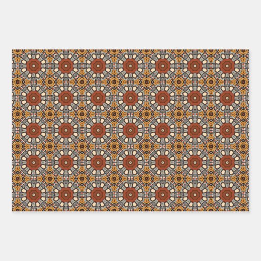 Afrikanisches Erdmeer - Nahtloses ethnisches Muste Geschenkpapier Set (Vorderseite 3)