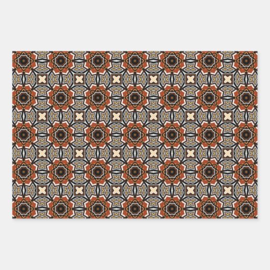 Afrikanisches Erdmeer - Nahtloses ethnisches Muste Geschenkpapier Set (Vorderseite)