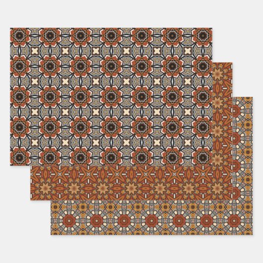 Afrikanisches Erdmeer - Nahtloses ethnisches Muste Geschenkpapier Set (Set)