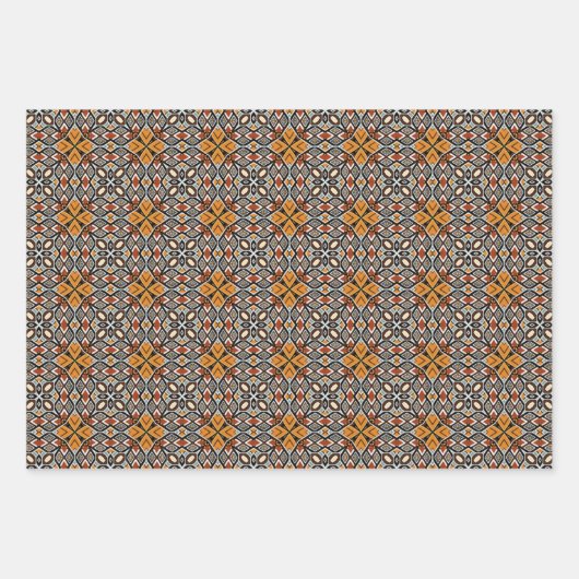 Afrikanisches Erdmeer - Nahtloses ethnisches Muste Geschenkpapier Set (Vorderseite 3)