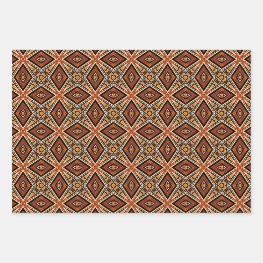 Afrikanisches Erdmeer - Nahtloses ethnisches Muste Geschenkpapier Set (Vorderseite)