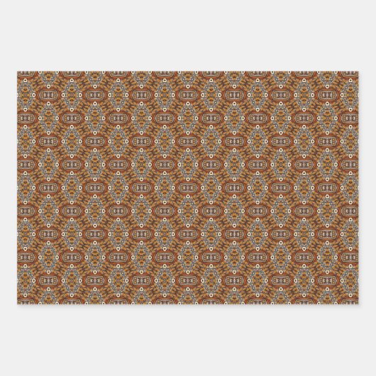 Afrikanisches Erdmeer - Nahtloses ethnisches Muste Geschenkpapier Set (Vorderseite 3)