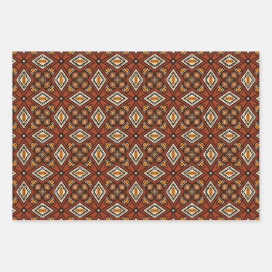 Afrikanisches Erdmeer - Nahtloses ethnisches Muste Geschenkpapier Set (Vorderseite)