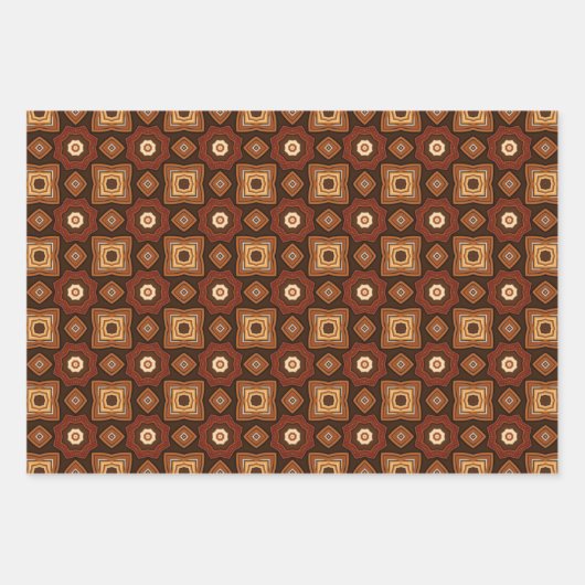 Afrikanisches Erdmeer - Nahtloses ethnisches Muste Geschenkpapier Set (Vorderseite 3)