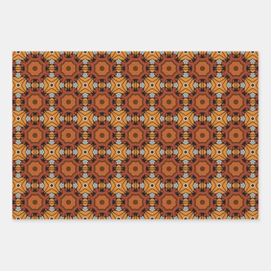 Afrikanisches Erdmeer - Nahtloses ethnisches Muste Geschenkpapier Set (Vorderseite 3)