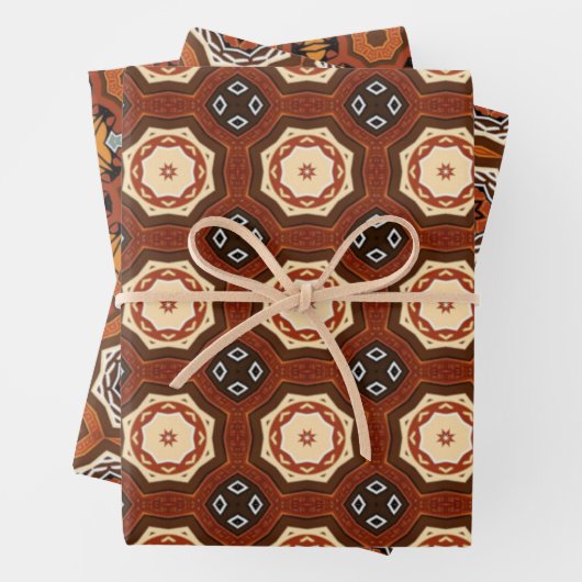 Afrikanisches Erdmeer - Nahtloses ethnisches Muste Geschenkpapier Set (Beispiel)