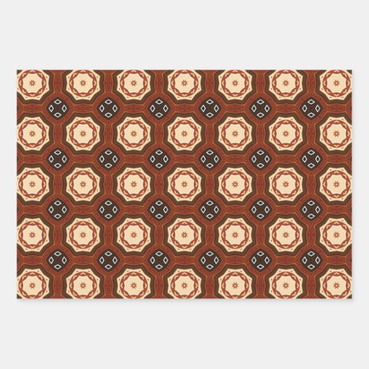 Afrikanisches Erdmeer - Nahtloses ethnisches Muste Geschenkpapier Set (Vorderseite)