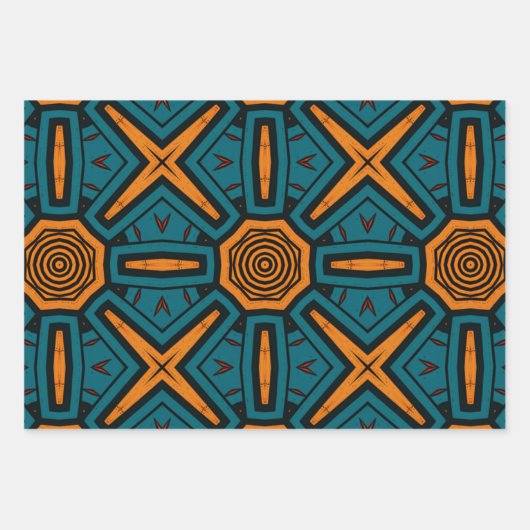 Afrikanisches, ethnisch Inspiriertes Muster Nr. 11 Geschenkpapier Set (Vorderseite 3)