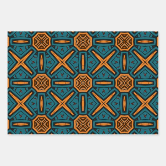 Afrikanisches, ethnisch Inspiriertes Muster Nr. 11 Geschenkpapier Set (Vorderseite 2)