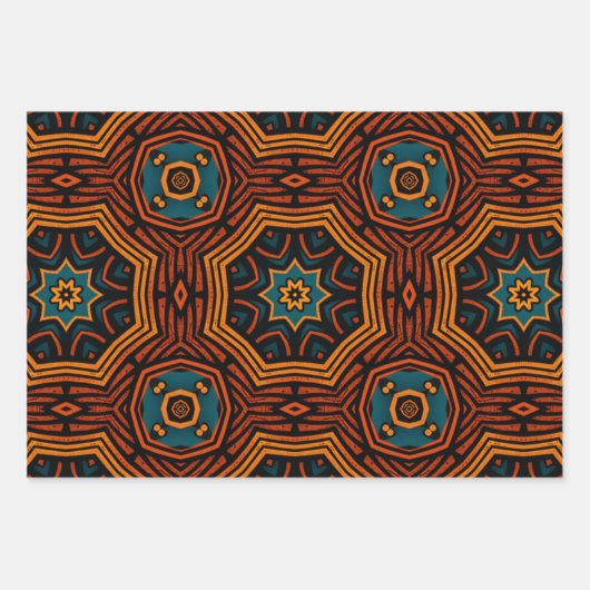 Afrikanisches Ethnisch Inspiriertes Muster Nr. 3 Geschenkpapier Set (Vorderseite 3)