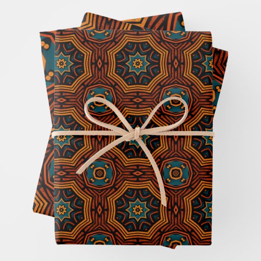 Afrikanisches Ethnisch Inspiriertes Muster Nr. 3 Geschenkpapier Set (Beispiel)
