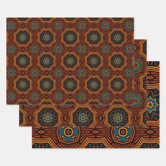 Afrikanisches Ethnisch Inspiriertes Muster Nr. 3 Geschenkpapier Set (Set)