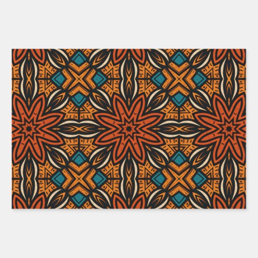 Afrikanisches, ethnisch Inspiriertes Muster Nr. 7 Geschenkpapier Set (Vorderseite 3)