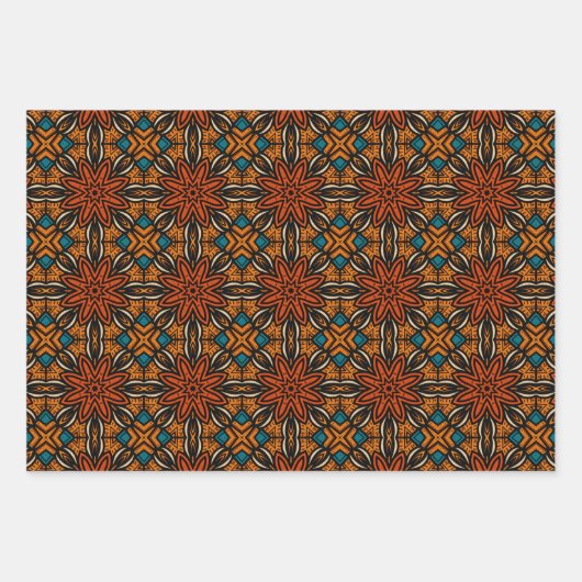 Afrikanisches, ethnisch Inspiriertes Muster Nr. 7 Geschenkpapier Set (Vorderseite)