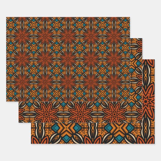 Afrikanisches, ethnisch Inspiriertes Muster Nr. 7 Geschenkpapier Set (Set)