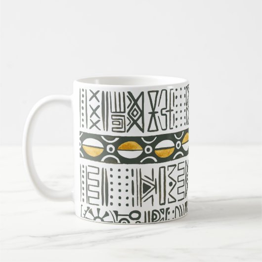 Afrikanisches ethnisches, wasserfarbenes Muster. Kaffeetasse (Links)
