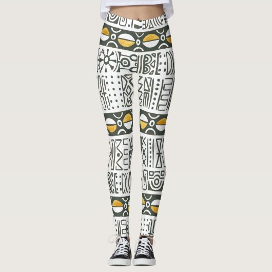 Afrikanisches ethnisches, wasserfarbenes Muster. Leggings (Vorderseite)