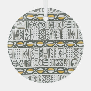 Afrikanisches ethnisches, wasserfarbenes Muster. Ornament Aus Glas
