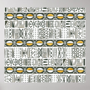 Afrikanisches ethnisches, wasserfarbenes Muster. Poster