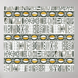 Afrikanisches ethnisches, wasserfarbenes Muster. Poster