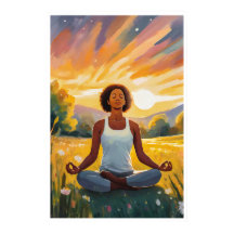 Afrikanisches Feld Yoga bei Sonnenuntergang