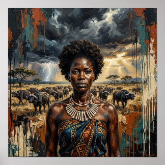 Afrikanisches Frauenbüffelplakat, Schwarze Königin Poster