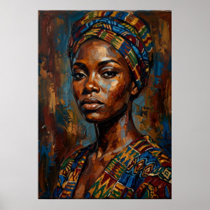 Afrikanisches Frauenporträt Farbige Kopfbedeckung Poster