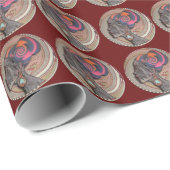 Afrikanisches Frauenprofil auf einem gewebten Korb Geschenkpapier (Rolleneckpunkt)