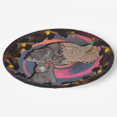 Afrikanisches Frauenprofil auf einem gewebten Korb Pappteller (Schrägansicht)