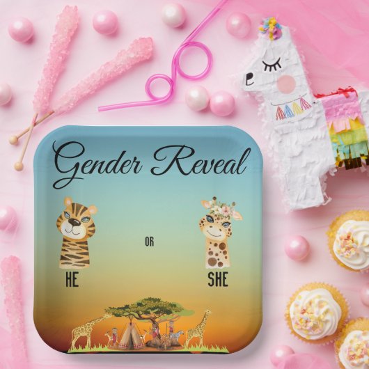 afrikanisches Gender-Offenlegungskarte Pappteller (Party)