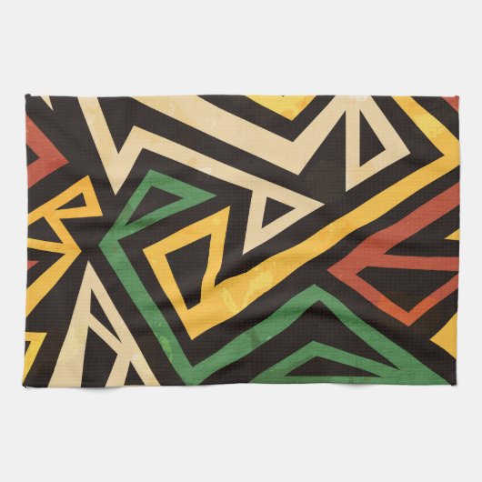 Afrikanisches geometrisches Stammmuster Geschirrtuch (Horizontal)