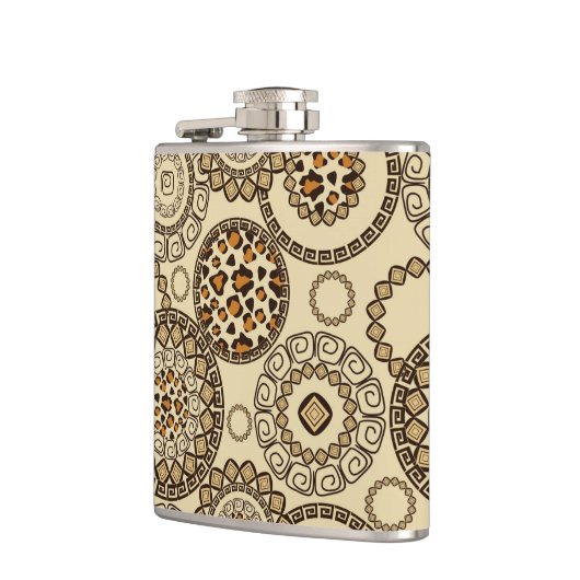 Afrikanisches Gepardhautmuster 3 Flachmann (Links)