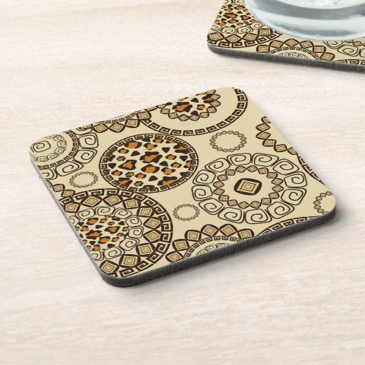 Afrikanisches Gepardhautmuster 3 Getränkeuntersetzer (Linke Seite)